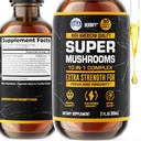 Mushroom Supplement - Lions Mane Reishi Cordyceps Chaga Turkey Tail Inulin & More Mushrooms For Immune Support, Energy - Premium Nootropic Brain Supplements For Memory And Focus - Made in USA 2 FL Oz