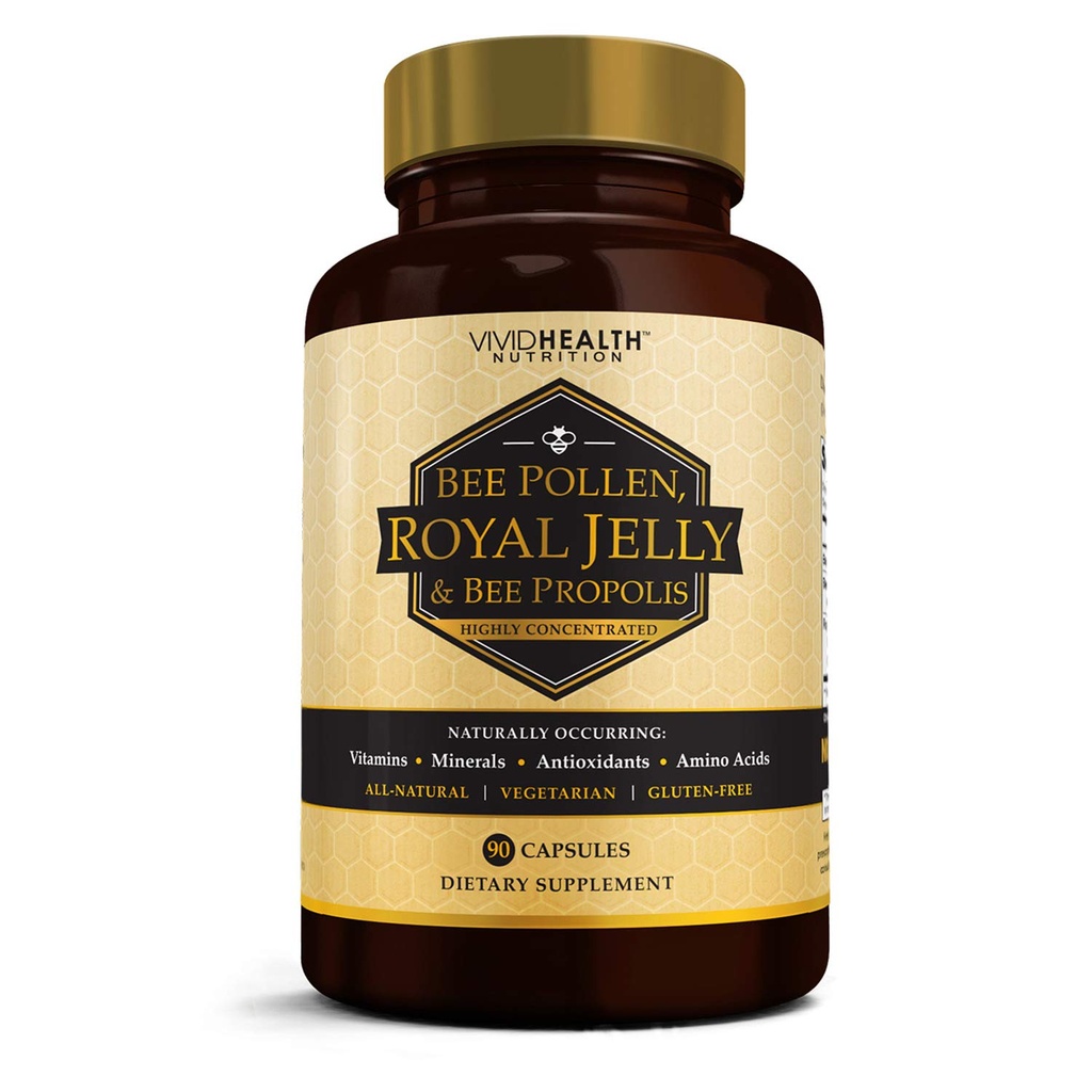 Hohe Potenz Royal Jelly und Bienen Pollen Kapseln, 90 Zähler