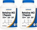 Nutricost Betaine HCl + Pepsin 790mg, 240 Kapseln, 2 Flaschen (480 Kapseln)