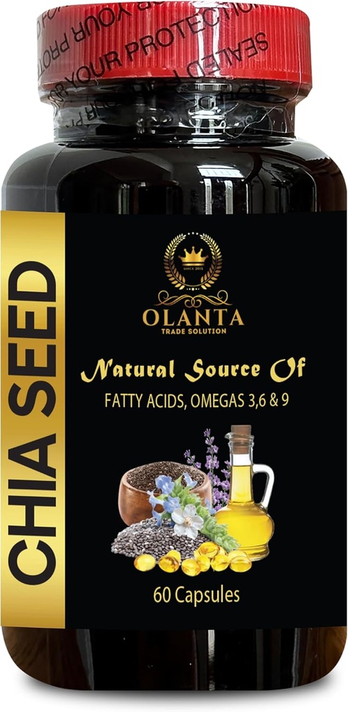 graines de chia sans gluten - CHIA SEED - huile de graines de chia, suppléments nutritionnels acide alpha lipoïque, suppléments antioxydants pour les femmes, pilules de stimulation immunitaire, graines de chia blanc bio - 1 bouteille 60 Softgels