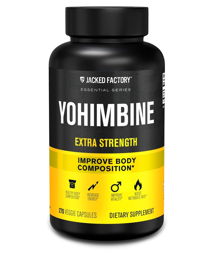 Jacked Factory Yohimbine Extra Strength Supplement, 270 Kapseln - Premium Yohimbe Bark Extract für erfahrene Benutzer - Body Recomposition, Energy & More - Zero Fillers - 270 Veggie Capsule Pills