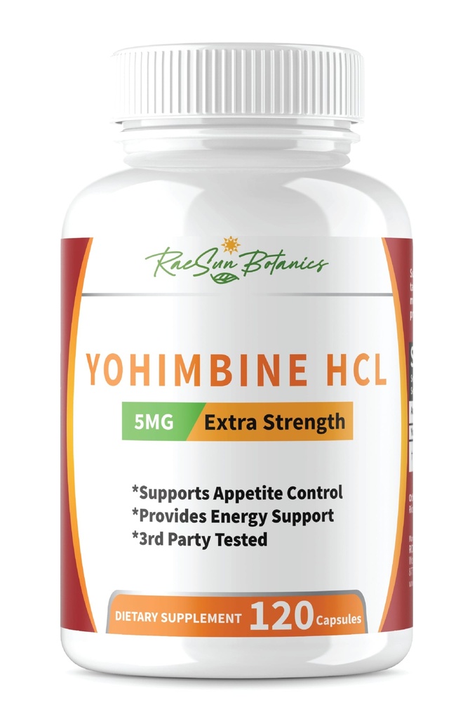Yohimbine HCL Bark Extract Extra Strength Supplement 5 mg x 120ct Kapseln Premium Fat Burner, Gewichtsverlust, Appetitkontrolle, männliche Unterstützung, Energie und mehr