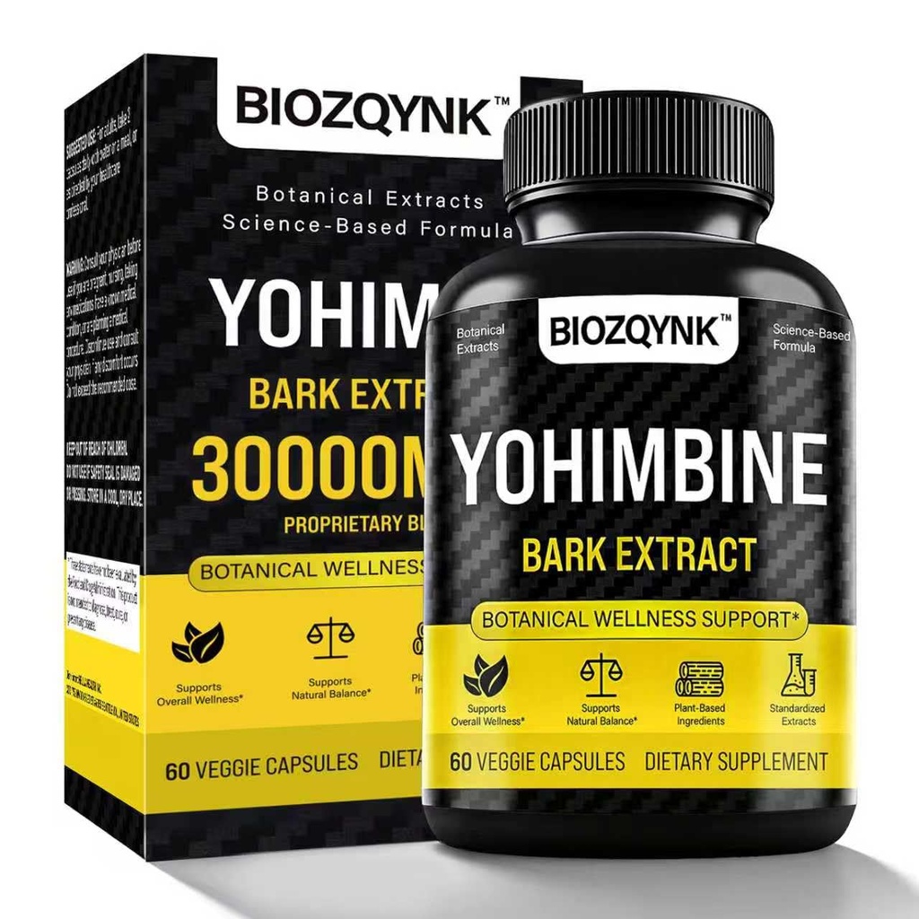 Botanische Vitalitätsformel – Yohimbe Extract + Muira Puama + Maca Root + Black Pepper & Zink – Pflanzenbasierte Mischung für die tägliche Wellness – 60 vegane Kapseln