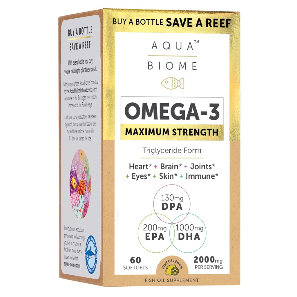 Enzymedica Aqua Biome Maximum Strength Omega 3 Fischöl, 60 Softgels