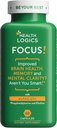 Health Logics Focus! - Gehirnergänzung für Gedächtnis, Klarheit, Konzentration mit Choline, Ginkgo Biloba, Alpha GPC, Phosphatidylserine, Bacopa Monnieri l 60 Kapseln l Non-GMO