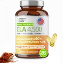 Purity Labs CLA ergänzt 4500MG - Non-GMO Safflower Oil - unterstützt Energie, Gewichtsverlust, Herzgesundheit und Muskelgesundheit - 180 Weichgele