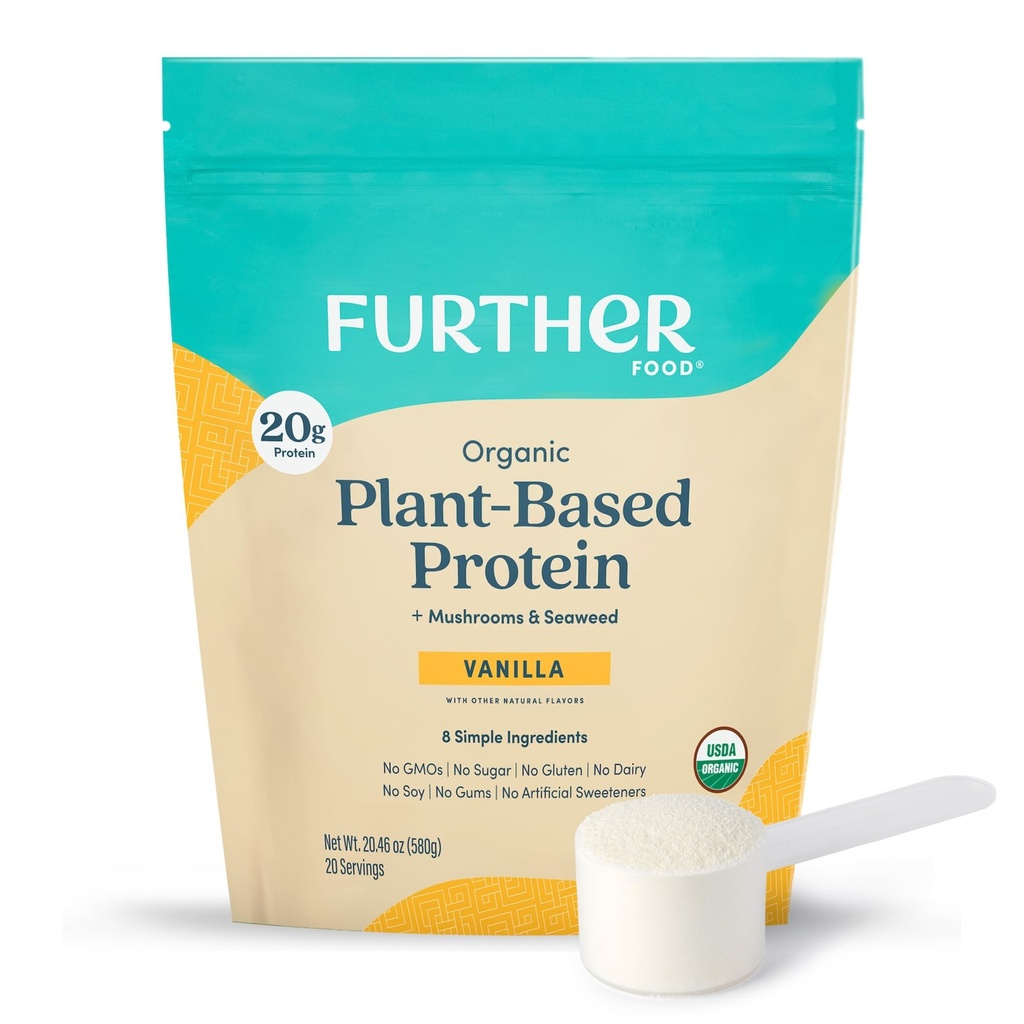 Weitere Lebensmittel Bio Vegan Protein Pulver Vanille - 20g pflanzliches Protein, Organisches Proteinpulver mit Pilzen & Meeresalgen, Vegan, Non GMO, Glutenfrei, Dairy Free 19.05 Oz