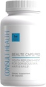 Consult Health Beaute Caps Pro - Unterstützt Haarwachstum, Haut und Nagel Gesundheit - Collagen, Vitamine B6, B7,B12, D & 10.500 mcg Biotin - MSM, Blood Orange - Anti-Aging - USA Made - Women & Men 60 Capsules