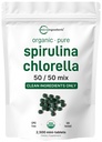 Micro Ingredients Organic Spirulina Chlorella Mini-Tabletten, 2.500 Tabletten (8 Monate Versorgung) | 50/50 Blend Superfood | Cracked Cell Wall für eine bessere Absorption | Reich an veganem Protein & Chlorophyll