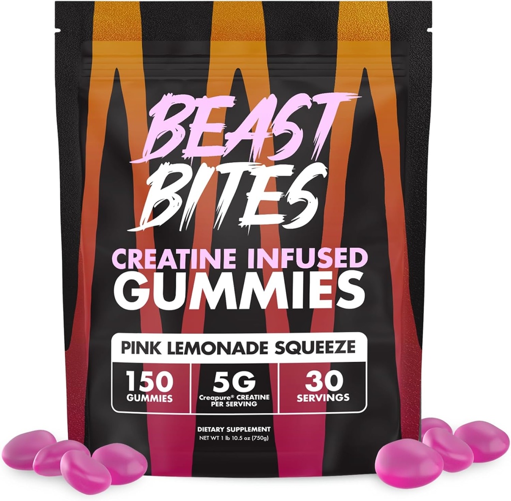 BEAST BITES - Creatine Infused Gummies - 5g Creapure Creatine Monohydrate Per Serving - NSF Certified for Sport - 30 Servings