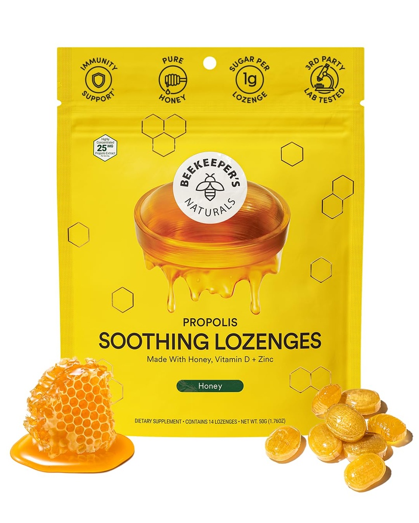 Beruhigende Honig Hustentropfen - Immununterstützung mit Vitamin D, Zink und Propolis - von Imker Natürliche - Throat Beruhigende Lozenges, 14 Ct