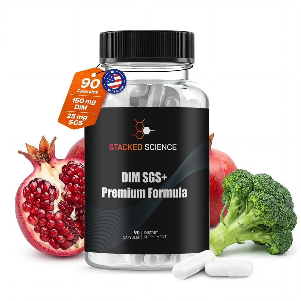 DIM SGS+ Supplement for Women/Men Hormone Balance & Detox Support - Plant-Based Estrogen Blocker for Men - DIM Supplement with Sulforaphane Glucosinolate & Pomegranate - 90 Day Supply