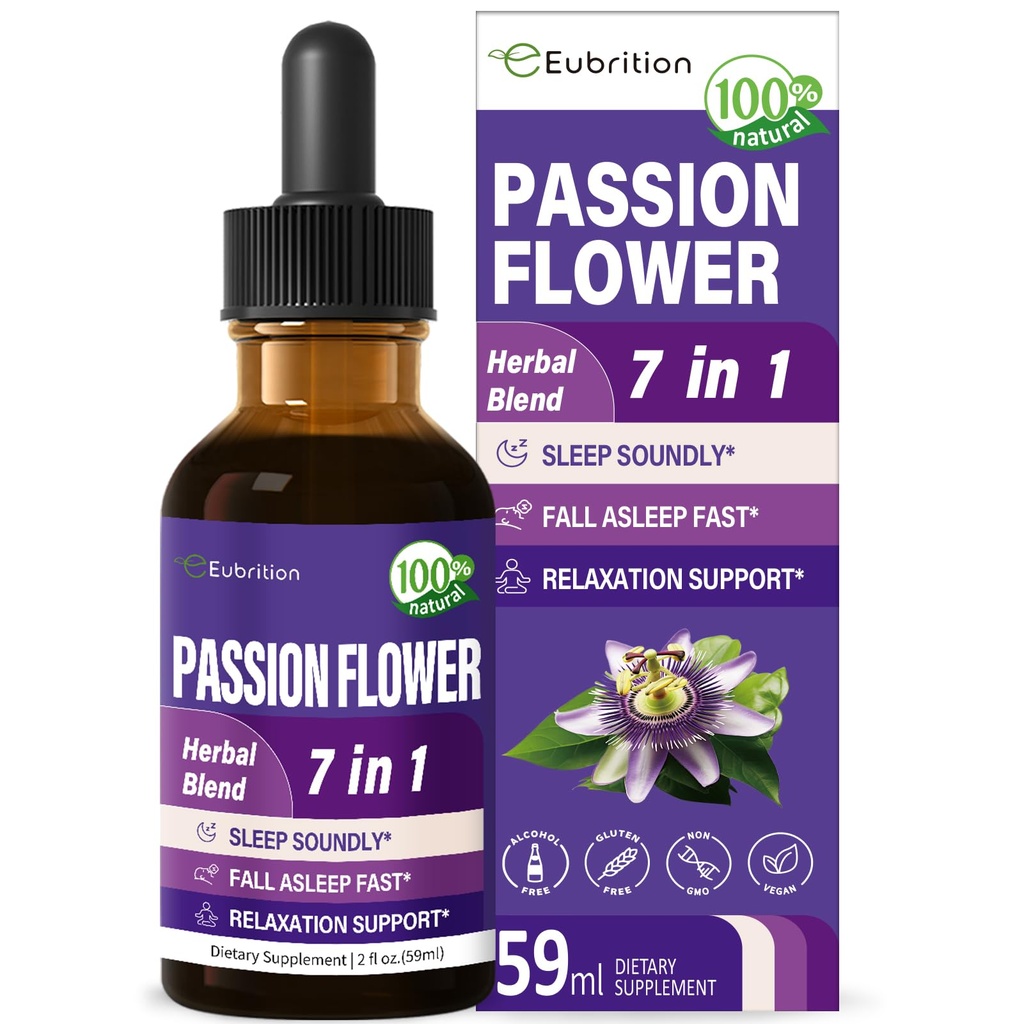 Passion Flower Extract Tincture for Sleep Support, Natural Herbal Formula with Valerian Root Chamomile Extract Support Sleep Soundly & Relaxation. High Bioavailability Supplement.2oz
