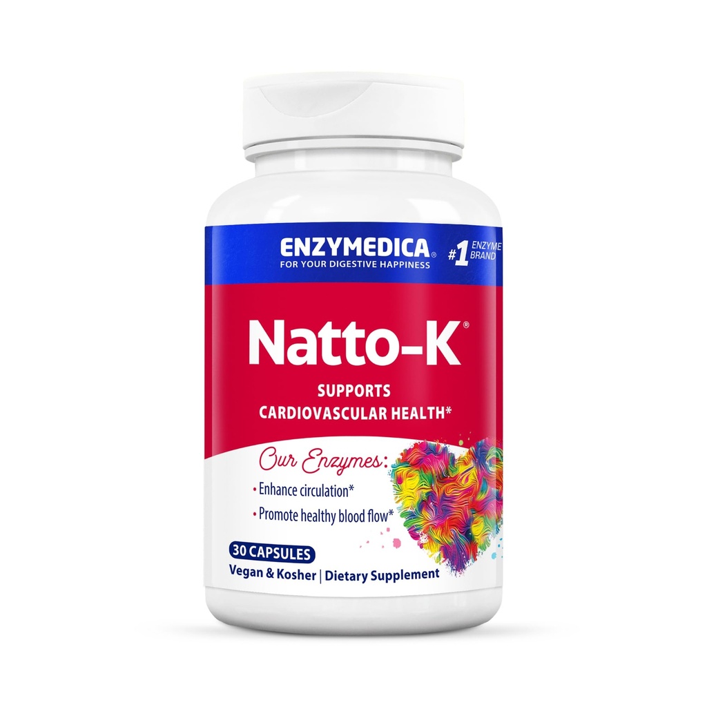 Enzymedica, Natto-K, Nattokinase-Ergänzung, fördert Herzgesundheit & Zirkulation, 30 Count