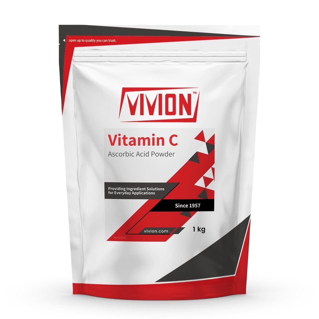 Vitamin C Powder - 1 kg (2.2 lb) - L-Ascorbic Acid USP Grade Excipient - Food Safe Additive for Pickling & Canning - Home Brewing Sour Flavor Agent