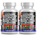 Saubere Nutraceuticals Glucosamin Chondroitin MSM 1500mg mit Kurkuma Curcumin, Kollagen, Hyaluronsäure, Omega 3 - Joint Health Supplement für Männer und Frauen (120 Count (Paket von 2)