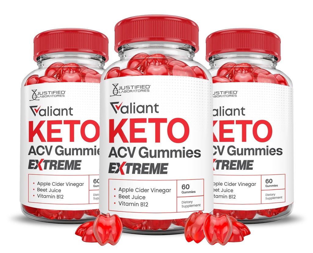 (3 Pack) Valiant Keto ACV Gummies Extreme 2000MG Valant Keto Gummies Apfel Apfelessig Formuliert mit Granatapfelsaft Pulver B12 Vegan Non GMO 180 Gummys