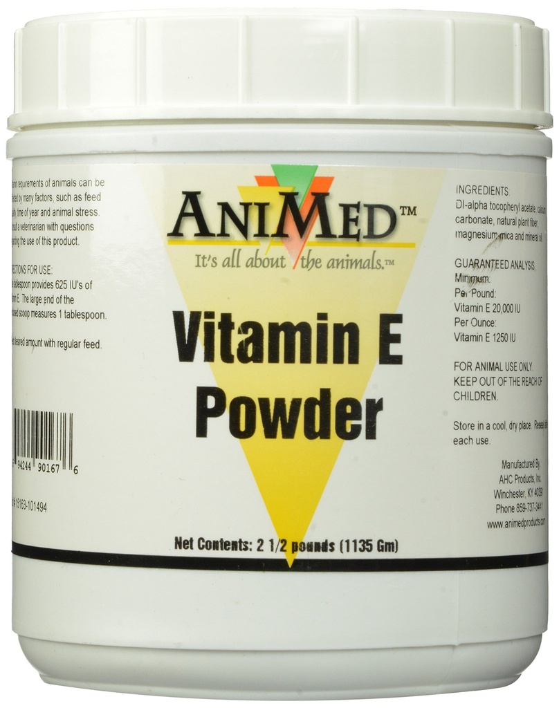 Supplément en poudre de vitamine E AniMed pour chevaux, 2,5-Pound