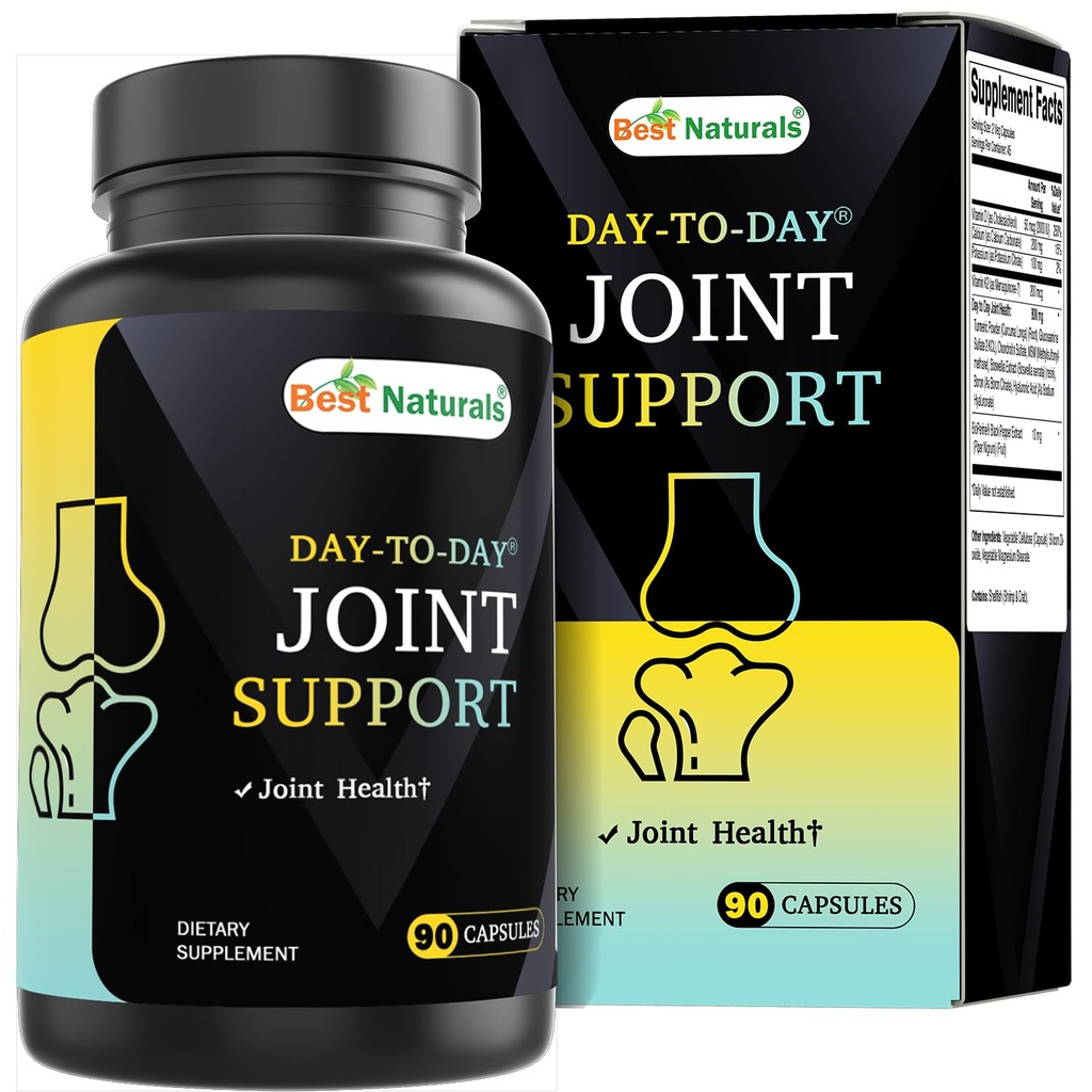 Best Naturals Day-to-Day Joint Support 90 Veg Capsules - Made with Vitmain D, K2, Calcium, Potassium, Turmeric, Glucosamine, Chondroitin, MSM
