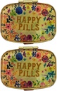 AmyZone Metall Pille Organizer Travel Friendly Portable Compact Pille Box Süße Pille Fall Vitamine/Tylenol/Fish Oil/Supplements/Meds/Tablet für Geldbeutel/Pocket (Happy Pillen 2 Stk mit Spiegel innen)