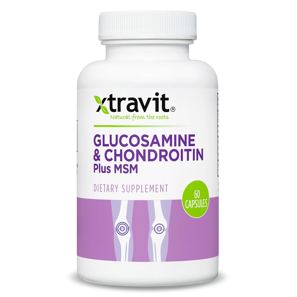 Glucosamine Chondroitin MSM – Supplément de soutien articulaire naturel - Suppléments de réparation et de secours avancés pour les hommes et les femmes - végétalien, non-OGM, sans gluten, sans remplissage, 60 capsules