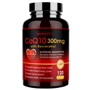 ZEBORA CoQ10-300mg avec Trans-Résvératrol, PQQ & Vitamine E - Coenzyme d'absorption élevée-Q10 avec BioPerine - Antioxydant puissant pour le cœur et la production d'énergie,120 Capsules de Veggie