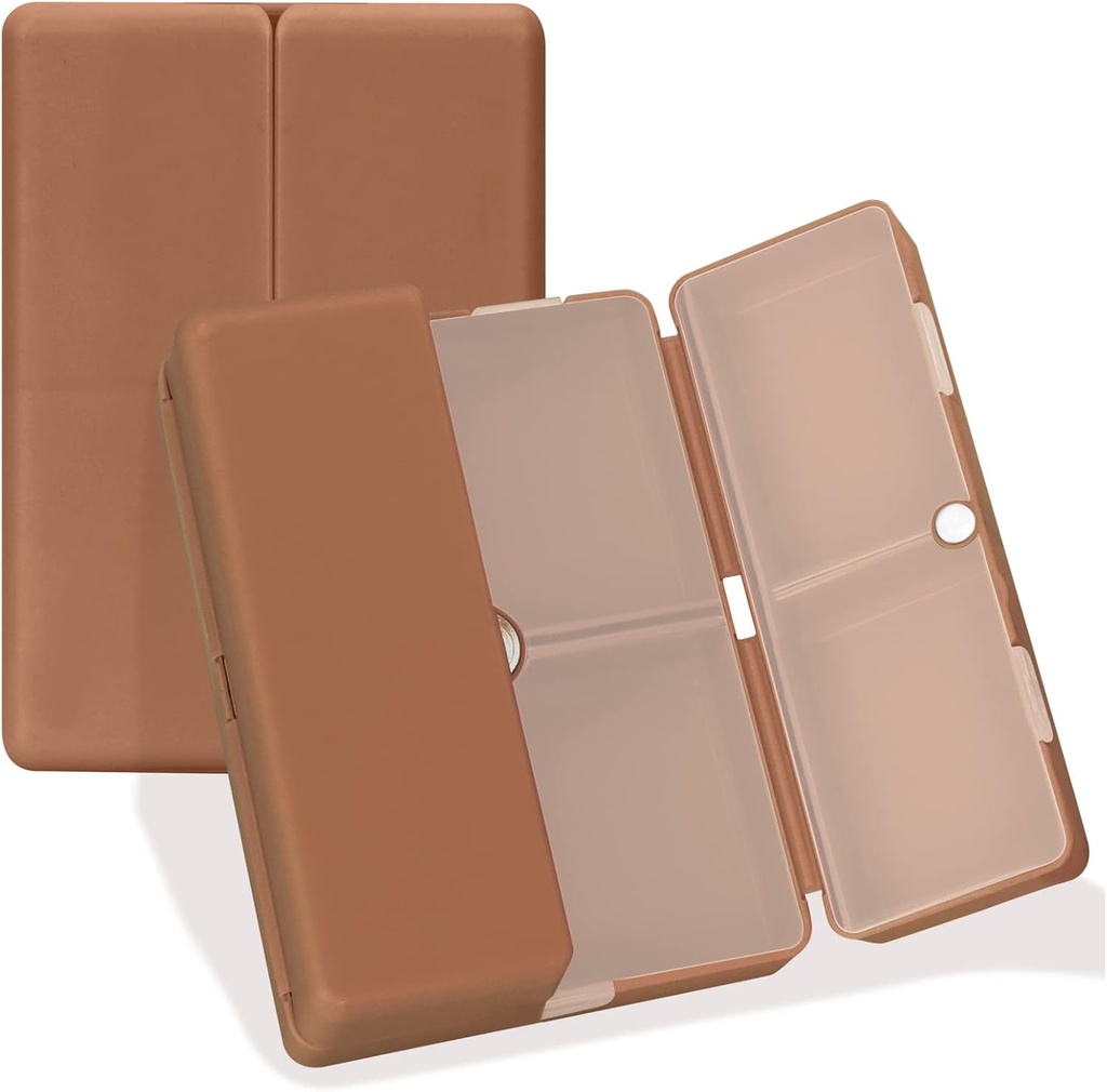 FYY Daily Pill Organizer, 7 Komponenten Portable Travel Pill Case, [Folding Design] für Geldbeutel, um Vitamine zu halten, Kaffee Leberöl, Ergänzungen und Medikamente-Brown