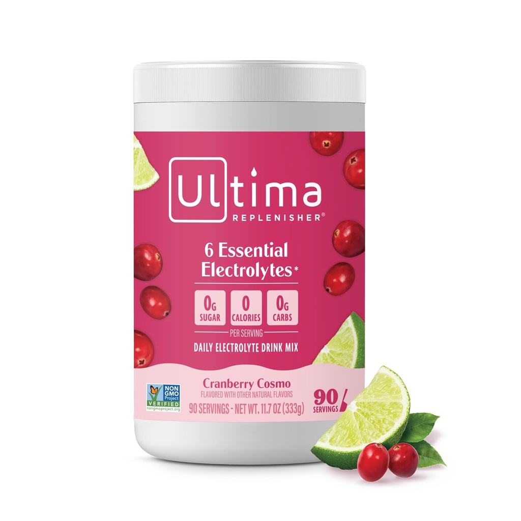 Ultima Replenisher Daily Electrolyte Powder Drink Mix – Sugar Free – Cranberry Cosmo, 90 Portionen – Hydration Powder mit 6 Key Electrolytes und Trace Minerals – Keto Friendly, Non-GMO