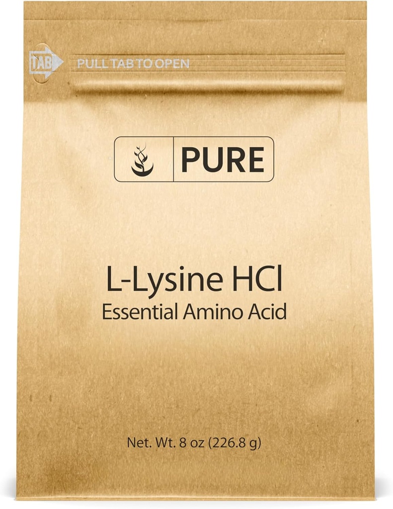 Pure Original Zutaten L-Lysine HCl (8 oz) Alpha-Aminosäure, Non-GMO, Glutenfrei