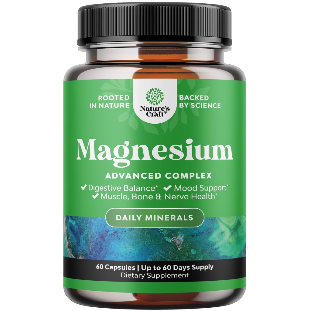 Supplément complexe de magnésium haute absorption - Oxyde de magnésium 500mg avec citrate 500mg pour le sommeil et l'humeur - Citrate pur par portion pour l'estomac musculaire et la digestion