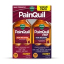 Vicks PainQuil Pain Relief Acetaminophen 1000mg Max Strength Honey Flavored Adult Pain Reliever Liquid 2x12oz, Backache Headache Relief, 1 Daytime Pain Reliever x 1 Nighttime Pain Relief + Sleep Aid