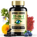 37 in 1 Augenvitamine mit Lutein und Zeaxanthin Supplement - Augenergänzung mit CoQ10, Omega-3, Minerals Eye Health Support für Erwachsene und Senioren, Daily Vision Supplement, 120 Black Softgels