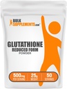 BulkSupplements.com Glutathionreduziertes Pulver - Glutathion-Ergänzung, reduziertes Glutathionpulver - Glutathion 500mg, Glutenfrei, 500mg pro Servierung, 25g (0.88 oz) (Pack von 1)