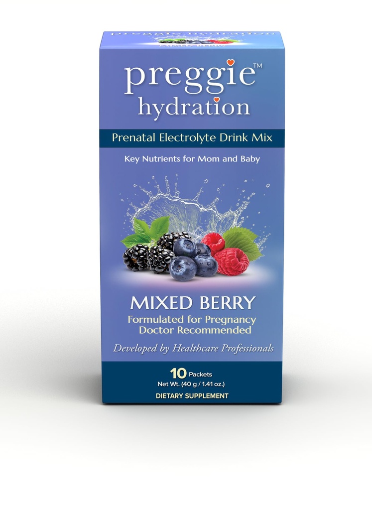 Trois Lollies Preggie Hydratation Packets - Hydratation naturelle et soins de santé digestifs pour les femmes pendant la grossesse - Facilités Nausées et remplace les nutriments - Essentiels pour la maladie du matin - 10 Packets