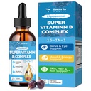 15-in-1 Liposomale Vitamin B Complex Pro, Sugar-free B Complex Drops mit B1, B2, B3 Niacinamid, Choline, B5, B6, B7 Biotin, Inositol, Folate, B12, Zink, Lutein, Zeaxanthin, Taurine & Vit. C, 2 fl oz
