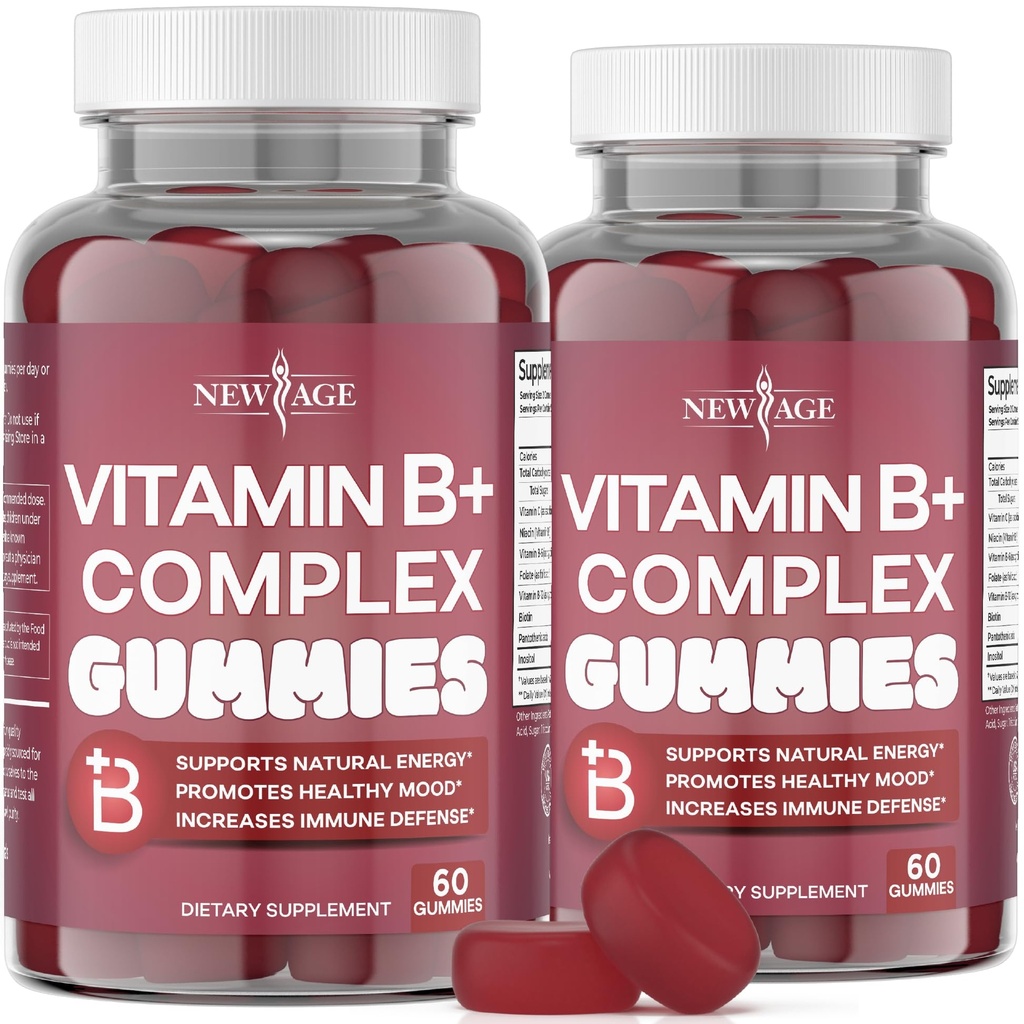 NOUVEAUX Gommies complexes de vitamine B avec vitamine B3, B6, et B12 – avec biotine, acide folique et vitamine C – sans gluten, végétalien, fabriqués aux États-Unis! (120 Nombre (paquet de 2))