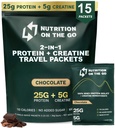 Ernährung auf den Go Whey Protein Isolate Pakete mit Kreatin - 25g Protein + 5g Creatine - Single-Serve Travel Protein Powder - 5,9g BCAAs, Keto & Low-Carb, Gluten-Free - Schokolade (15-Pack)