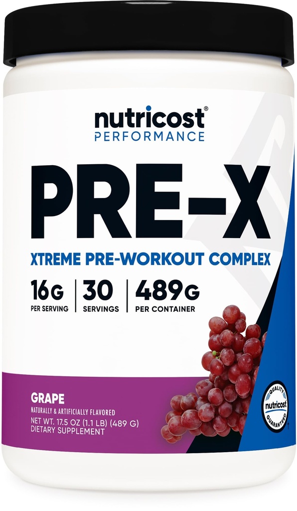 Nutricost Pre-X, Extreme Pre-Workout Powder Complex, Grape, 30 Servings, Vegetarian, Non-GMO and Gluten Free