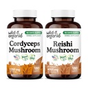 Wild & Organic Cordyceps Mushroom 180 Capsules & Reishi Mushroom 180 Capsules
