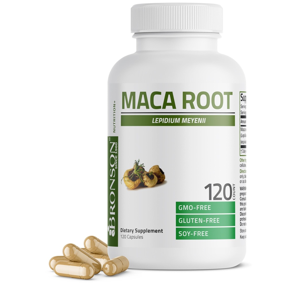 Bronson Maca Root Lepidium Meyenii Non-GMO, 120 Vegetarian Capsules