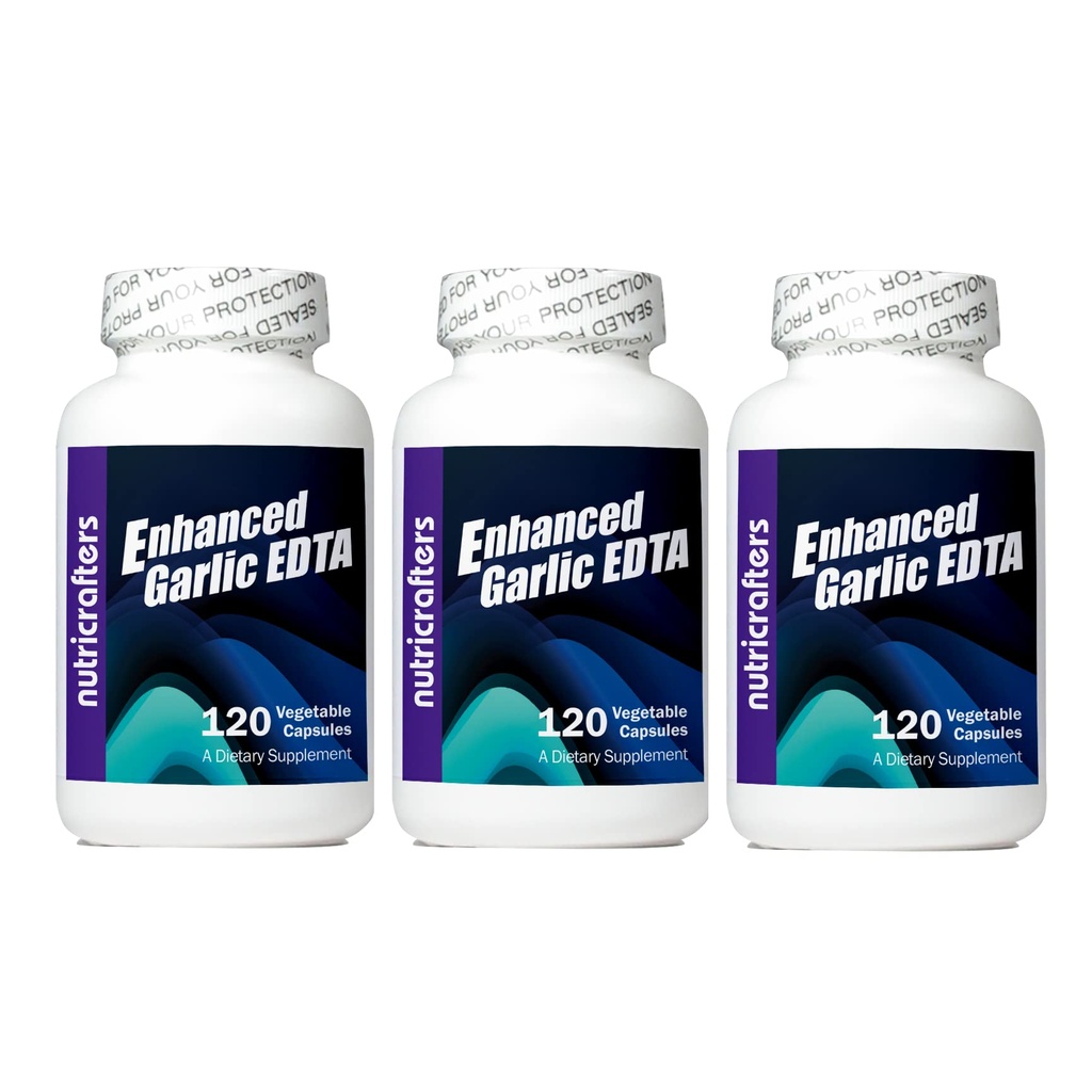 Verbesserte Knoblauch EDTA 120 Kapseln - 3 Packung - 1000mg Hohe Potenz Calcium-Dinatrium-EDTA-Formel - Kein Magnesium-Strate oder Aluminium enthaltend Zeolith - 1000mg pro Tag -3 Flaschen von 120 Kapseln