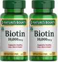 Nature de Bounty Biotin cheveux peau et ongles vitamines, soutient cheveux, peau et ongles sains, 10 000 mcg, 120 Softgels (Pack de 2)