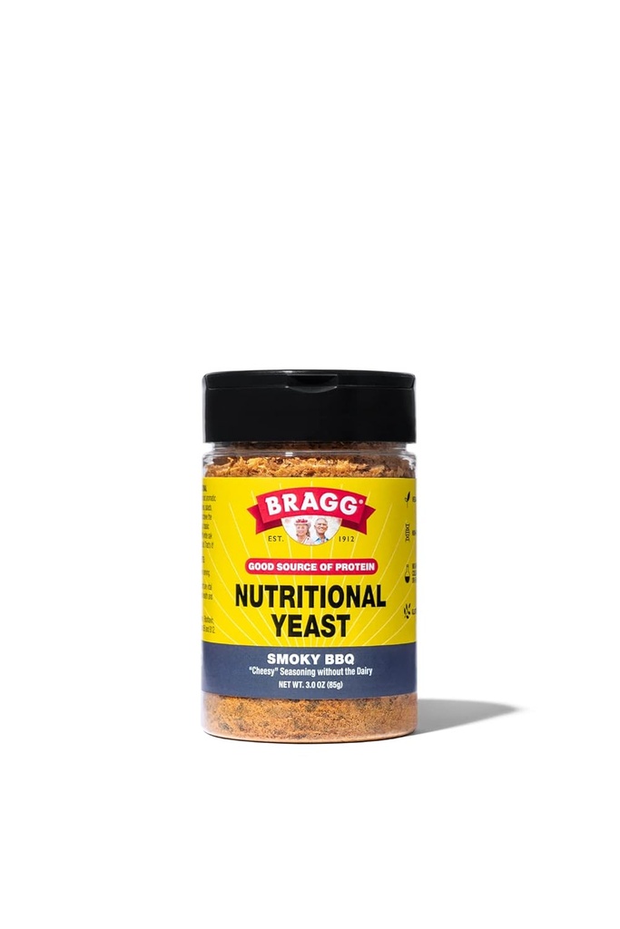 Bragg Nutritional Yeast Smoky BBQ Saisoning - 3 oz - Dairy-Free Parmesan Käse Substitute - Perfekt für Salaten, Pastas, Popcorn, und mehr