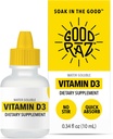 Vitamin D3 Drops for Adults 4-Month Supply – Water-Soluble Liquid Vitamin D, Non-GMO, Kosher Supplement – Easy to Absorb, No Stir, Flavorless D3 Liquid for Food or Drink