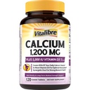 Vitalibre Suppléments de calcium pour les femmes - Calcium 1200 mg avec vitamine D3 5000IU, Densité de la force osseuse, Absorption accrue Estomac - Friendly Gentle, No Gluten, No Soy, Non OGM, 120 comprimés enduits