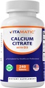 Vitamatic Calciumcitrat mit Vitamin D3 – 240 Tabletten – High Absorption Calciumcitrat mit D3 – Nicht-GVO, glutenfrei