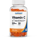 Nutricost Vitamin C Gummies (500mg) 120 Gummis - Hergestellt mit natürlichen Aromen & 556% DV von Vitamin C, Vegan, GMO-frei, Glutenfrei, 30 Servierungen