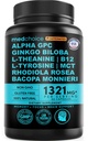 12-in-1 Nootropic Brain Ergänzung mit Koffein-Anhydrous: Ginkgo Biloba für Gehirnunterstützung, Gedächtnis und Fokus - B12, Alpha GPC, L Theanin und Choline Ergänzungen mit Bioperine mit 1321mg (60ct)