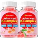 Organische methylierte Vitamin B-Gummi: Natürliche komplexe Ergänzung mit B1 B2 B3 B5 B6 B7 B9 B12 Plus D3 Zink Magnesium Ashwagandha Omega3 - Energieunterstützung für Arbeit Erwachsene Frauen Männer (120Count)