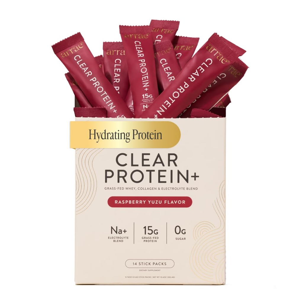 Arrae Protéine claire – supplément de protéines naturelles, texture lisse, facile à mélanger, 14 portions, formule propre avec électrolytes